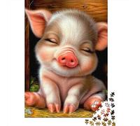 Cute Piggy with Flowers Jigsaw Puzzles Puzzle for Adults Kids. 1000 Pieces Whimsical Challenge Toy Educational Game Home Decoration for Adults& Kids Age 14 Years Up 70x50cm/1000pcs