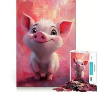 Cute Piglet Artwork Jigsaw Puzzle 1000 Piece for Teenagers Logic Fun Premium Print Home Enjoyable Nice Decor (38x52cm)