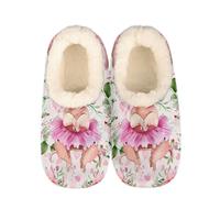 Cute Piglet Pig Pink Flowers Slippers for Women Slipper Socks Soft House Slippers Shoes for Bedroom Indoor, Winter Cozy Christmas Gifts