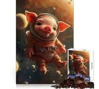 Cute Piglet Space Suit 1000 Piece Jigsaw Puzzles for Adults Teenagers Logic Game Precise Joint Pattern Assemble Room Accent (50x75cm)