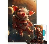 Cute Piglet Space Suit 1000 Piece Jigsaw Puzzles for Adults Teenagers Logic Game Precise Joint Pattern Assemble Room Accent (50x75cm)