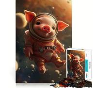 Cute Piglet Space Suit Jigsaw for Adults 1000 Pieces Reason Boost Indoor Play Playful Challenge Wall Art (38x26cm)