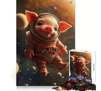 Cute Piglet Space Suit Jigsaw for Adults 1000 Pieces Reason Boost Indoor Play Playful Challenge Wall Art (38x26cm)
