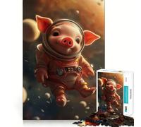 Cute Piglet Space Suit Jigsaw Puzzles 1000 Pieces for Teenagers Logic Boost Snug Joint Home Fun Premium Gift (38x52cm)