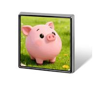 Cute Pigs Characters Pink Aluminum Alloy Square Lapel Badge