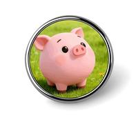 Cute Pigs Characters Pink Round Alloy Clothing Brooch