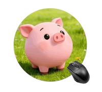 Cute Pigs Characters Pink Round Rubber Mouse Pad 7.8 Inch Stable Non Slip Circular Computer Mat Portable Resistant Desk Mat for Office Laptop Desktop Professional Daily Working Scenes