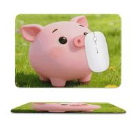 Cute Pigs Characters Pink Stitched Edge Mouse Pad