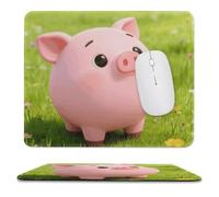 Cute Pigs Characters Pink Stitched Edge Mouse Pad