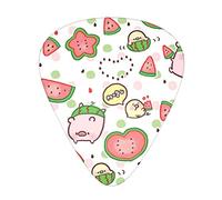 Cute Pigs Pattern Guitar Picks 12 Pcs Classical Triangle Guitar Plectrums Includes Thin, Medium & Heavy Gauges 3 Sizes for Bass Electric Acoustic Guitars Ukulele with Organizer Storage Box