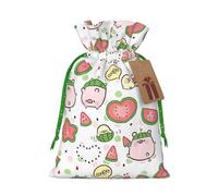 Cute Pigs Pattern Print Christmas Bag Drawstring Bags For Holiday Presents Xmas Sack Party Decor Gift