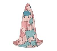 Cute Pigs Pattern Print Cloak with Cape Long Cloak with Hood Full Length Hooded Halloween Costume for Women Men Witch Cosplay, Black, Medium