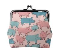 Cute Pigs Pattern print Cute Buckle Coin Purses Vintage Pouch Kiss lock Change Purse Wallets for Women Fashion, Black, One Size, Vintage