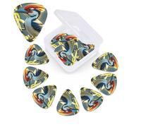 Cute pileated woodpecker Guitar Picks 12 Pack with Organizer Box, 0.46 0.71 0.96 mm Includes Thin Medium Heavy Thickness,Abstract Guitar Pick Plectrums for Electric Guitar Ukulele Bass