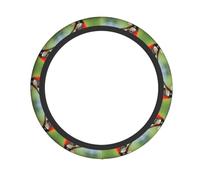 Cute pileated Woodpecker Printed Steering Wheel Cover Elastic Stretch Car Wheel Wrap Breathable Non-Slip Steering Wheel Protector for Car Truck SUV
