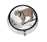 Cute Pill Organizer - AM PM Pill Box, Small & Large Travel Pill Case, Unique Custom Design, Iron Plating, Perfect for Purse and On-The-Go Snow Lynx Stride