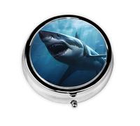 Cute Pill Organizer - AM PM Pill Box, Small & Large Travel Pill Case, Unique Custom Design, Iron Plating, Perfect for Purse and On-The-Go Shark Predatory Roar