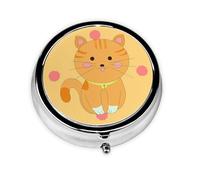 Cute Pill Organizer - AM PM Pill Box, Small & Large Travel Pill Case, Unique Custom Design, Iron Plating, Perfect for Purse and On-The-Go Playful Striped Kitten