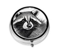Cute Pill Organizer - AM PM Pill Box, Small & Large Travel Pill Case, Unique Custom Design, Iron Plating, Perfect for Purse and On-The-Go Raccoon Portrait