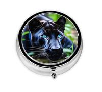 Cute Pill Organizer - AM PM Pill Box, Small & Large Travel Pill Case, Unique Custom Design, Iron Plating, Perfect for Purse and On-The-Go Panther Blue Eyes