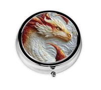 Cute Pill Organizer - AM PM Pill Box, Small & Large Travel Pill Case, Unique Custom Design, Iron Plating, Perfect for Purse and On-The-Go Red Phoenix