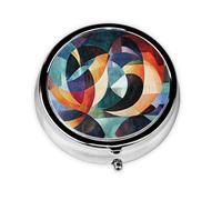 Cute Pill Organizer - AM PM Pill Box, Small & Large Travel Pill Case, Unique Custom Design, Iron Plating, Perfect for Purse and On-The-Go Op Art Wave Stripe