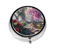 Cute Pill Organizer - AM PM Pill Box, Small & Large Travel Pill Case, Unique Custom Design, Iron Plating, Perfect for Purse and On-The-Go The Road of Blooming Flowers