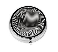 Cute Pill Organizer - AM PM Pill Box, Small & Large Travel Pill Case, Unique Custom Design, Iron Plating, Perfect for Purse and On-The-Go Zebra Op Art