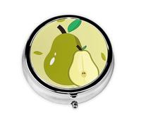 Cute Pill Organizer - AM PM Pill Box, Small & Large Travel Pill Case, Unique Custom Design, Iron Plating, Perfect for Purse and On-The-Go Pear Nature Scene