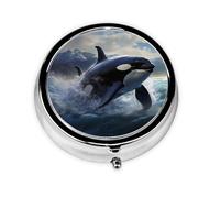 Cute Pill Organizer - AM PM Pill Box, Small & Large Travel Pill Case, Unique Custom Design, Iron Plating, Perfect for Purse and On-The-Go Orca Ocean Breach