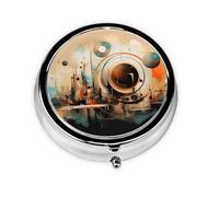 Cute Pill Organizer - AM PM Pill Box, Small & Large Travel Pill Case, Unique Custom Design, Iron Plating, Perfect for Purse and On-The-Go Space Celestial Bodies