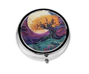 Cute Pill Organizer - AM PM Pill Box, Small & Large Travel Pill Case, Unique Custom Design, Iron Plating, Perfect for Purse and On-The-Go The World Tree