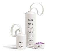 Cute Pill Organizer, Cute Weekly Pill Box for Travel, Cute Daily Pill Case 7 Day, with 7 Large Stackable Compartments, Sturdy ABS Pill Holder for Vitamin Supplement Medicine (White)