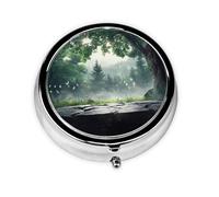 Cute Pill Organizer - Unique Custom Design, Travel-Friendly Medicine Box, 1 Day AM PM Pill Case, Small & Portable Pill Dispenser for Daily Use Fantasy Forest Background