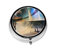 Cute Pill Organizer - Unique Custom Design, Travel-Friendly Medicine Box, 1 Day AM PM Pill Case, Small & Portable Pill Dispenser for Daily Use Magical Forest, Outer Planetary Landscape