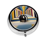 Cute Pill Organizer - Unique Custom Design, Travel-Friendly Medicine Box, 1 Day AM PM Pill Case, Small & Portable Pill Dispenser for Daily Use The Void Cat