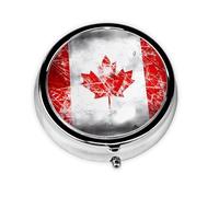 Cute Pill Organizer - Unique Custom Design, Travel-Friendly Medicine Box, 1 Day AM PM Pill Case, Small & Portable Pill Dispenser for Daily Use Retro Canada Flag