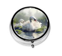 Cute Pill Organizer - Unique Custom Design, Travel-Friendly Medicine Box, 1 Day AM PM Pill Case, Small & Portable Pill Dispenser for Daily Use Elegant Swan