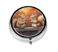 Cute Pill Organizer - Unique Custom Design, Travel-Friendly Medicine Box, 1 Day AM PM Pill Case, Small & Portable Pill Dispenser for Daily Use Twin Squirrels