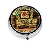 Cute Pill Organizer - Unique Custom Design, Travel-Friendly Medicine Box, 1 Day AM PM Pill Case, Small & Portable Pill Dispenser for Daily Use Native American Folk Art