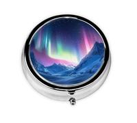 Cute Pill Organizer - Unique Custom Design, Travel-Friendly Medicine Box, 1 Day AM PM Pill Case, Small & Portable Pill Dispenser for Daily Use Northern Lights in The Andes Mountains