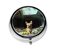 Cute Pill Organizer - Unique Custom Design, Travel-Friendly Medicine Box, 1 Day AM PM Pill Case, Small & Portable Pill Dispenser for Daily Use Chihuahua and Lemon