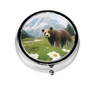 Cute Pill Organizer - Unique Custom Design, Travel-Friendly Medicine Box, 1 Day AM PM Pill Case, Small & Portable Pill Dispenser for Daily Use Brown Bear