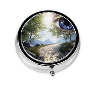 Cute Pill Organizer - Unique Custom Design, Travel-Friendly Medicine Box, 1 Day AM PM Pill Case, Small & Portable Pill Dispenser for Daily Use Mysterious Blue Pupils