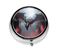 Cute Pill Organizer - Unique Custom Design, Travel-Friendly Medicine Box, 1 Day AM PM Pill Case, Small & Portable Pill Dispenser for Daily Use Red Light Dragon