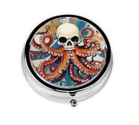 Cute Pill Organizer - Unique Custom Design, Travel-Friendly Medicine Box, 1 Day AM PM Pill Case, Small & Portable Pill Dispenser for Daily Use Skeleton Octopus