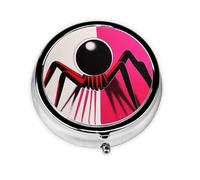 Cute Pill Organizer - Unique Custom Design, Travel-Friendly Medicine Box, 1 Day AM PM Pill Case, Small & Portable Pill Dispenser for Daily Use Pink Background Spider