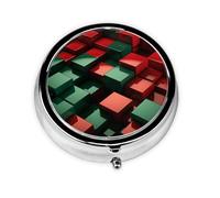 Cute Pill Organizer - Unique Custom Design, Travel-Friendly Medicine Box, 1 Day AM PM Pill Case, Small & Portable Pill Dispenser for Daily Use Red and Green Square