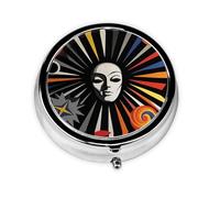 Cute Pill Organizer - Unique Custom Design, Travel-Friendly Medicine Box, 1 Day AM PM Pill Case, Small & Portable Pill Dispenser for Daily Use Circus Background, Retro Futurism