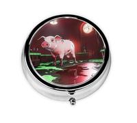 Cute Pill Organizer - Unique Custom Design, Travel-Friendly Medicine Box, 1 Day AM PM Pill Case, Small & Portable Pill Dispenser for Daily Use Machine Pigs in Underground Bars